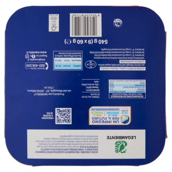 Mareblu Tonno all' Olio di Oliva 9 x 60 g