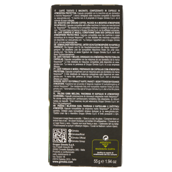 Gimoka Espresso Brasile 100% Arabica Compatibile Nespresso* 10 Capsule 55 g