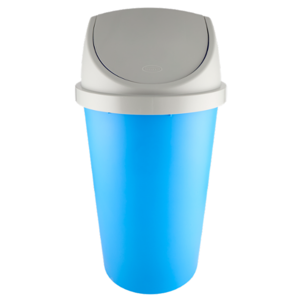 Selex Pattumiera Basculante Azzurra con Coperchio Grigio 45 L