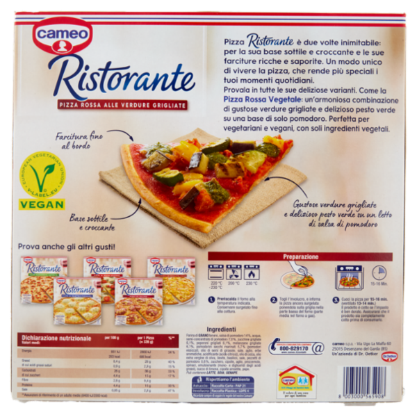 cameo Ristorante Pizza Rossa alle Verdure Grigliate 335 g