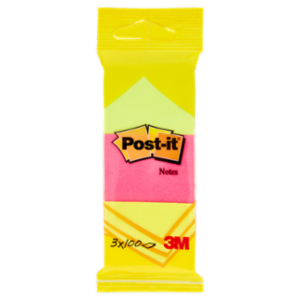 Post-it® Mini Foglietti Colori Neon - 38 Mm x 51 Mm - 3 × 100 Fogli