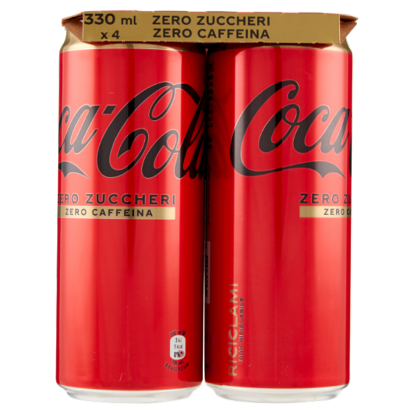 COCA-COLA Zero Zuccheri Senza Caffeina Lattina 4 x 330 ml
