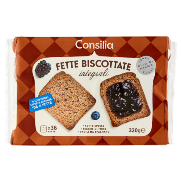 Consilia Fette Biscottate con Farina di Frumento Integrale in Conf Salvafreschezza 9x4 fette 320 g