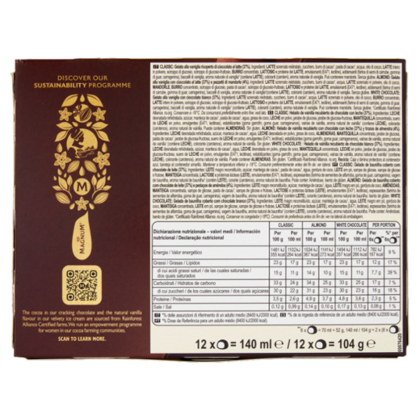 Magnum bomboniera Classic Almond White Chocolate 12 Gelati 104 g