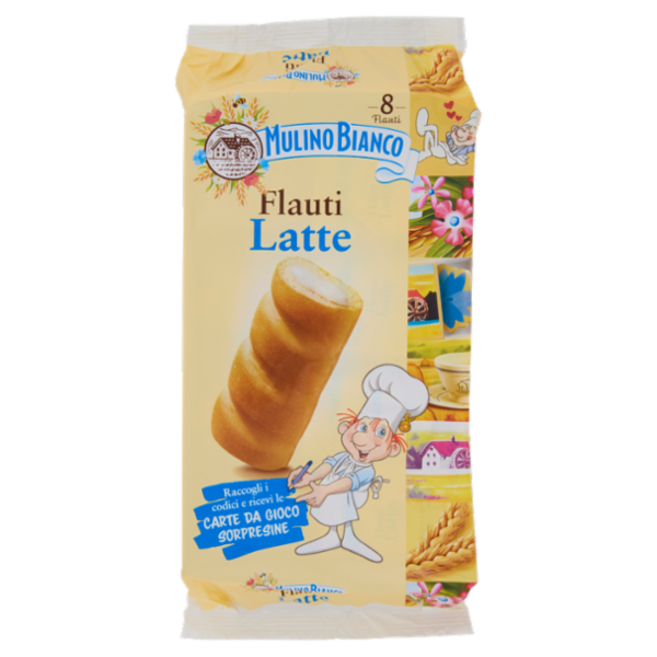 Mulino Bianco Flauti Latte Merenda con 100% Latte Fresco Italiano 8 pezzi 280g