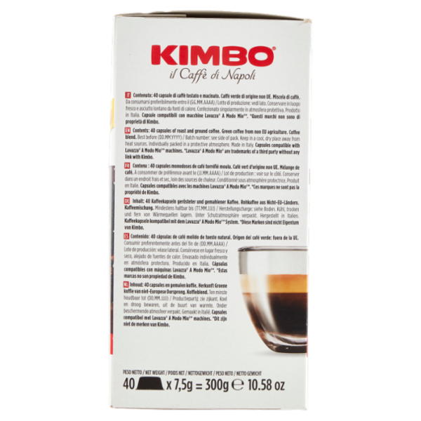 Kimbo Macinato Fresco Espresso Capsule Compatibili con le Macchine Lavazza A Modo Mio* 40 x 7,5 g