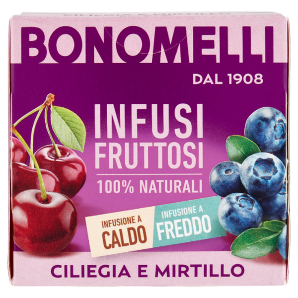 Bonomelli Infusi Fruttosi 100% Naturali Ciliegia e Mirtillo 12 Filtri 24 g