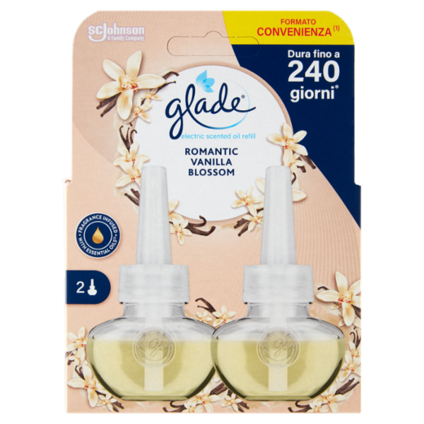 Glade® Liquido Elettrico Doppia Ricarica, Profumatore per ambienti, Fragranza Vaniglia 2x20ml