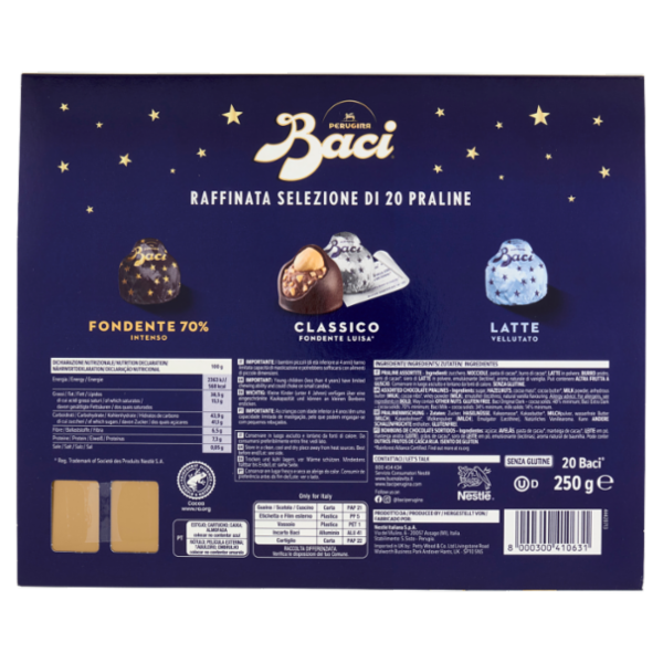 BACI PERUGINA Cioccolatini Assortiti ripieni al Gianduia Scatola Regalo Classica 250g