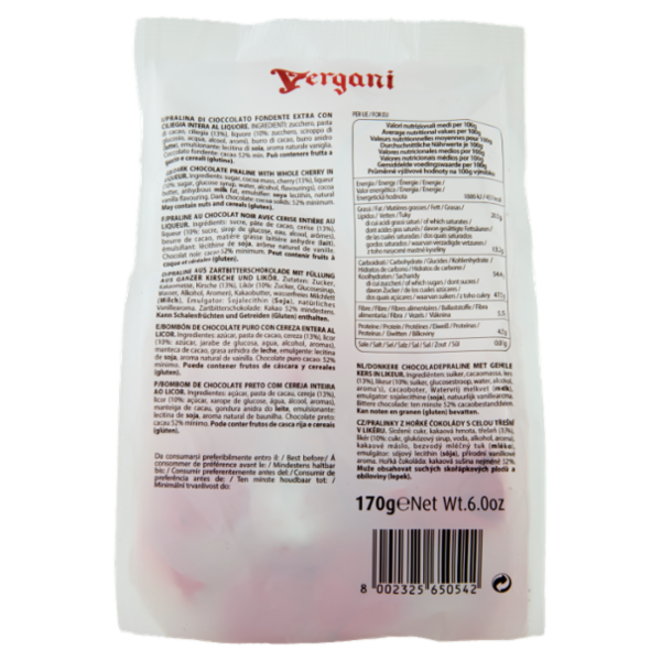 Vergani Boero di cioccolato fondente extra con ciliegia intera al liquore 170 g