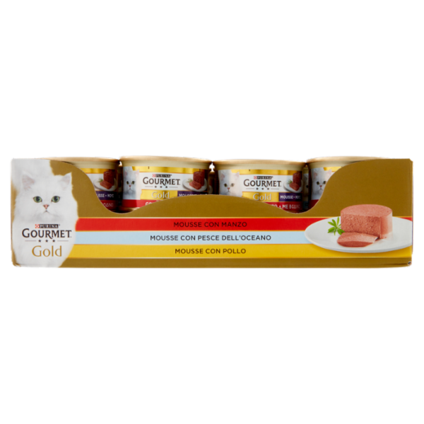 PURINA GOURMET Gold Mousse con Manzo / Pesce dell'Oceano / Pollo 24 x 85 g