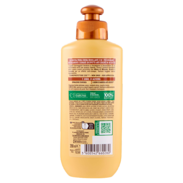 Garnier Ultra Dolce Tesori di Miele Crema Modellante 2 in 1 Anti-Crespo e Riparazione 200 ml