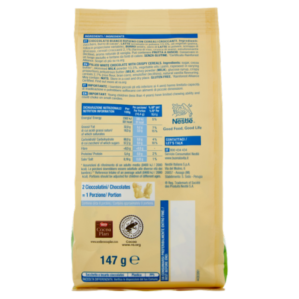 GALAK Easter Friends Personaggi Pasquali di Cioccolato Bianco e Cereali Sacchetto 147g