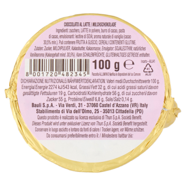 Bauli e Thun Angelo Cioccolato al Latte 100 g