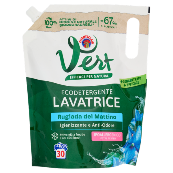 Vert di Chanteclair Ecodetergente Lavatrice Rugiada del Mattino 1200 ml
