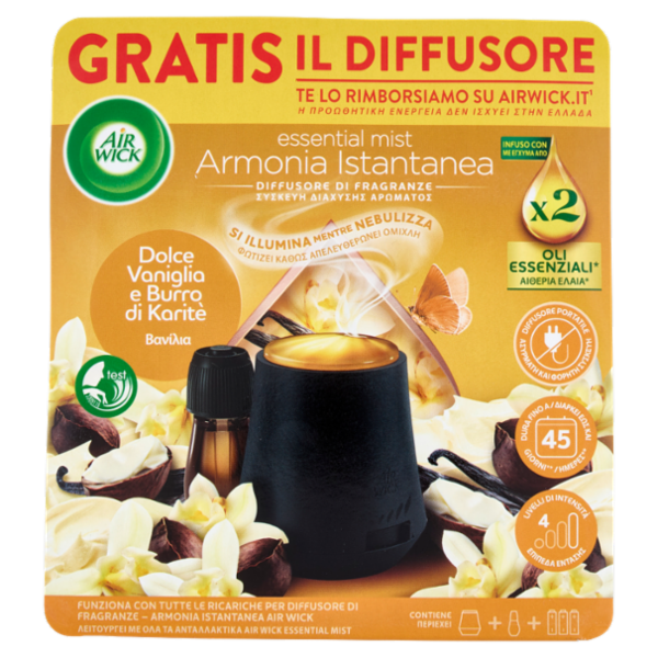 Air Wick Diffusore di Fragranza con oli essenziali Dolce Vaniglia e Burro di Karitè 20 mL