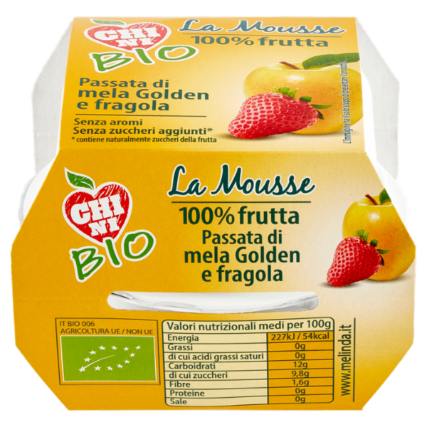 Chini Bio la Mousse 100% frutta Passata di mela Golden e fragola 2 x 100 g