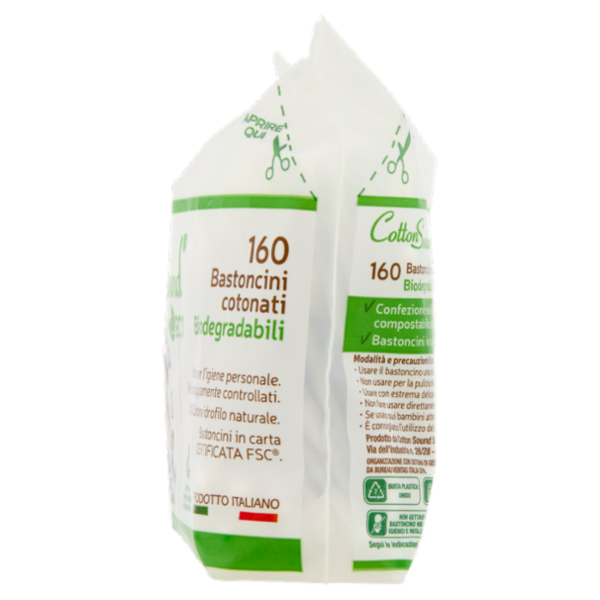 Cotton Sound Eco Bastoncini cotonati Biodegradabili 160 pz