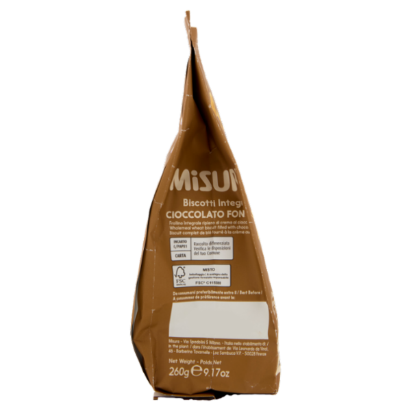 Misura Fibrextra Biscotti integrali Cioccolato Fondente 260 g