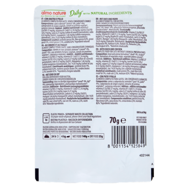 almo nature Daily Adult Cat Bocconcini con Anatra e Pollo 70 g