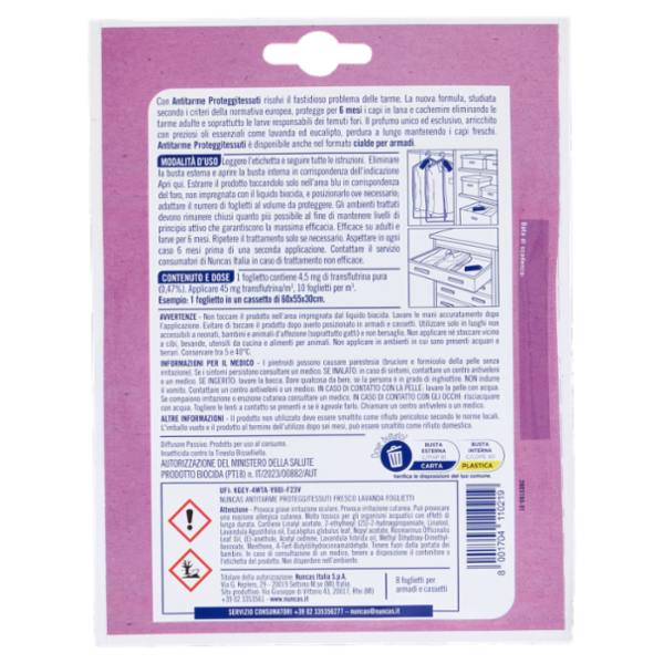 nuncas Antitarme Proteggitessuti Fresco Lavanda 8 pz