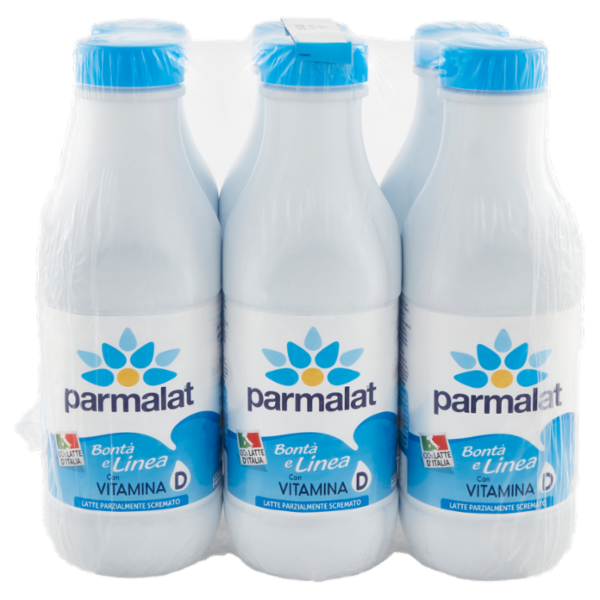 parmalat Bontà e Linea con Vitamina D 100% Latte d'Italia Latte Parzialmente Scremato 6 x 1000 ml