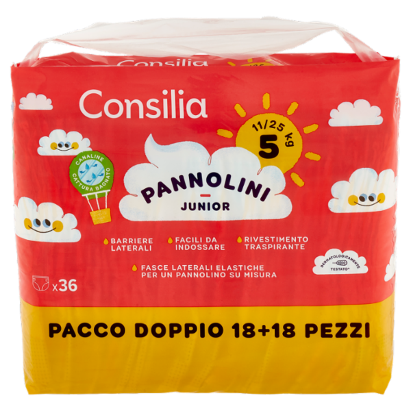 Consilia Pannolini per Bambini Junior 11-25 kg 5 2x18 pezzi