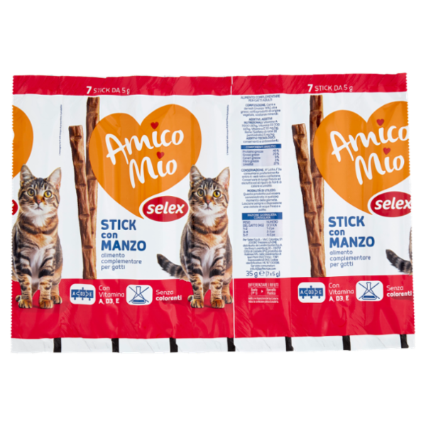 Selex Amico Mio Gatto Stick con Manzo 7x5 g