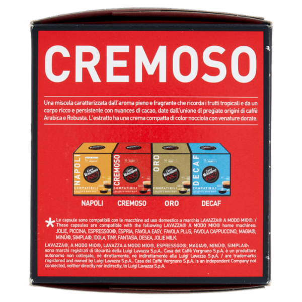 Caffè Vergnano 1882 Cremoso Capsule Compatibili Lavazza a Modo Mio* 16 x 7,5 g