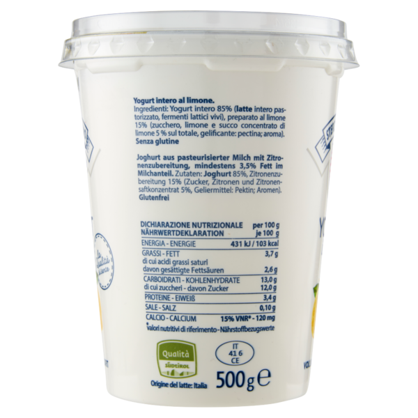 Sterzing Vipiteno Yogurt intero Limone 500 g