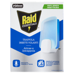 Raid Essentials Trappola Insetti Volanti; Moscerini, Mosche e Tarme, 100% Senza Insetticida, 1B+1R