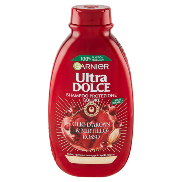 Garnier Ultra Dolce Shampoo all'Olio di Argan e Mirtillo Rosso per capelli colorati, 300 ml