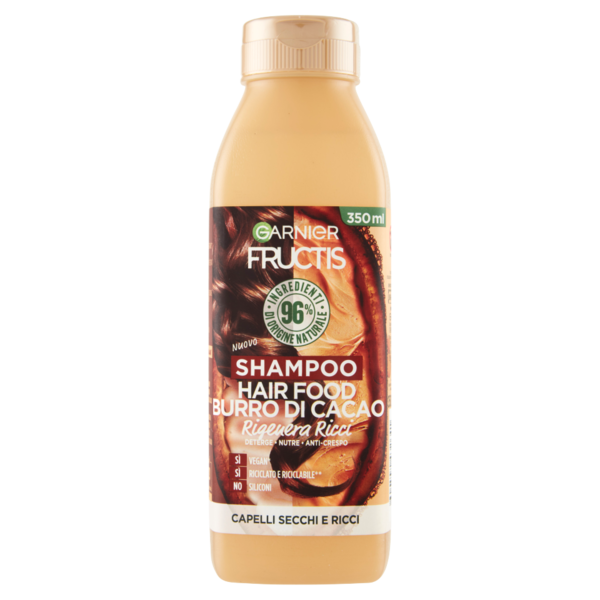 Garnier Fructis Shampoo Hairfood Burro di Cacao, per capelli secchi e ricci 350 ml