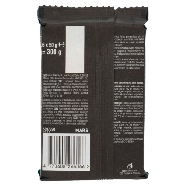 Sheba Délices du Jour Cibo Umido Gatto in Salsa con Salmone e Tacchino 6 x 50 g