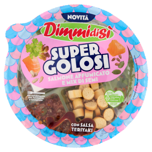 DimmidiSì Super Golosi Salmone Affumicato e Mix di Semi con Salsa Teriyaki 130 g