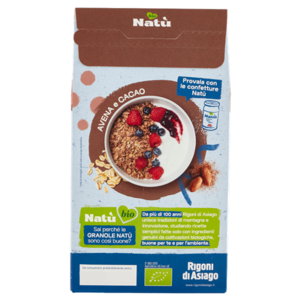 Rigoni di Asiago Natù Senza Zuccheri Aggiunti° Granola Avena e Cacao bio 250 g