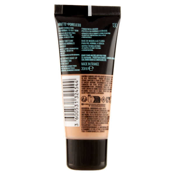 Maybelline New York Fondotinta Fit Me Matte&Poreless, Finish Opacizzante, 130 Buff Beige 30 ml