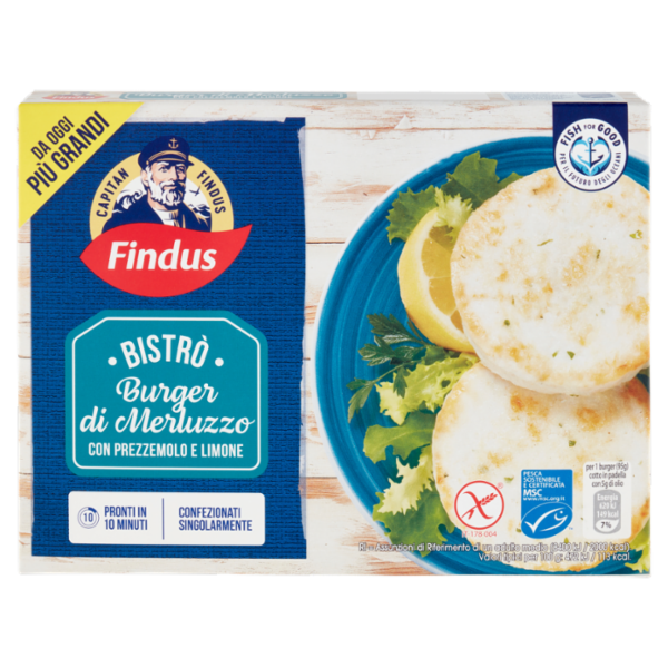 Capitan Findus Bistrò Burger di Merluzzo con prezzemolo e limone 190 g