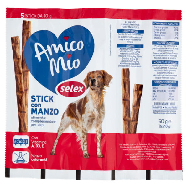 Selex Amico Mio Cane Stick con Manzo 5x10 g