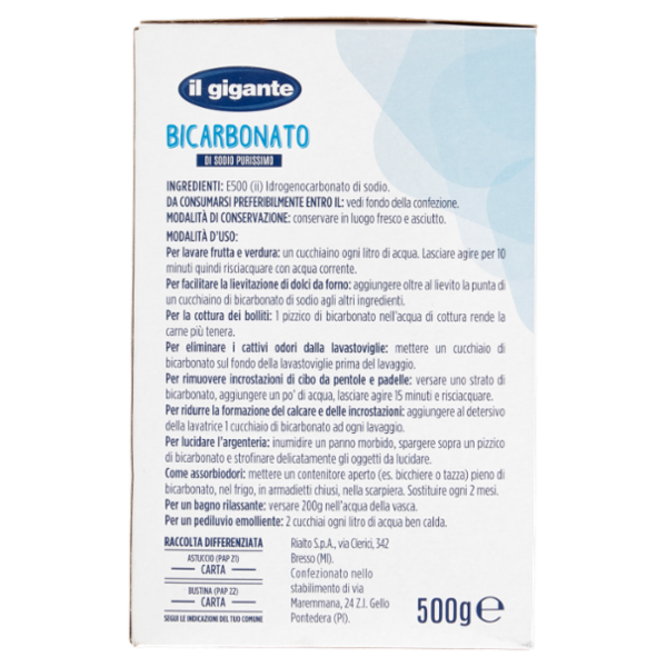 IL GIGANTE Bicarbonato di Sodio Purissimo 500 g