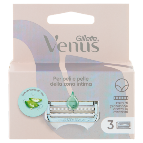 Gillette Venus per peli e pelle della zona intima Lamette di ricambio per Rasoi da Donna 3 Ricariche