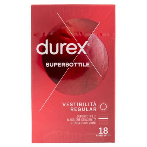 Durex Preservativi Supersottile Vestibilità Regolare, 18 Preservativi
