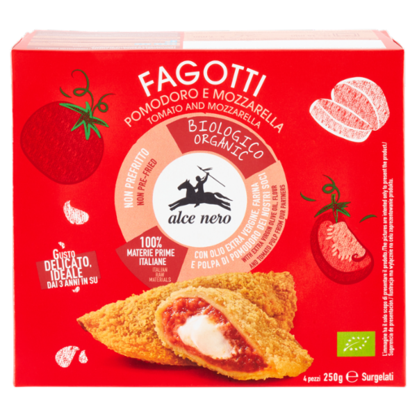 alce nero Fagotti Pomodoro e Mozzarella Surgelati 4 pezzi 250 g