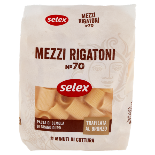 Selex Pasta di Semola Trafilata al Bronzo Mezzi Rigatoni 500 g
