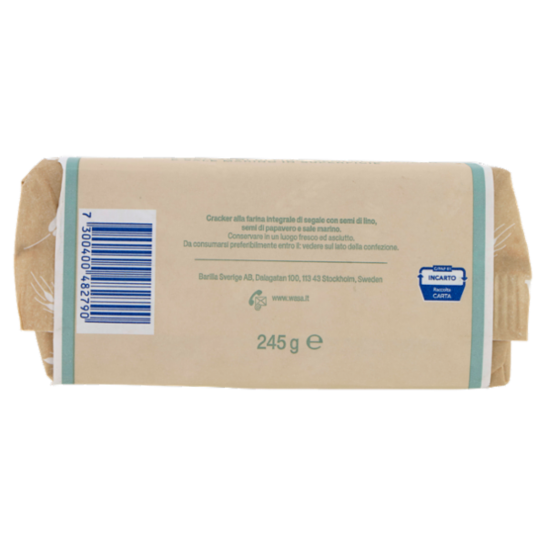 Wasa Chruncy Twist Cracker con Farina Integrale di Segale e Semi di Lino e Papavero 245g