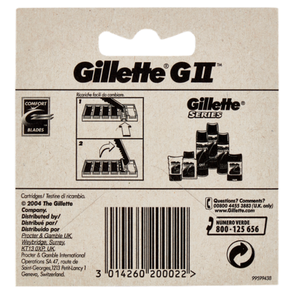 Gillette Lamette di Ricambio per Rasoio da Uomo GII, 5 Ricariche