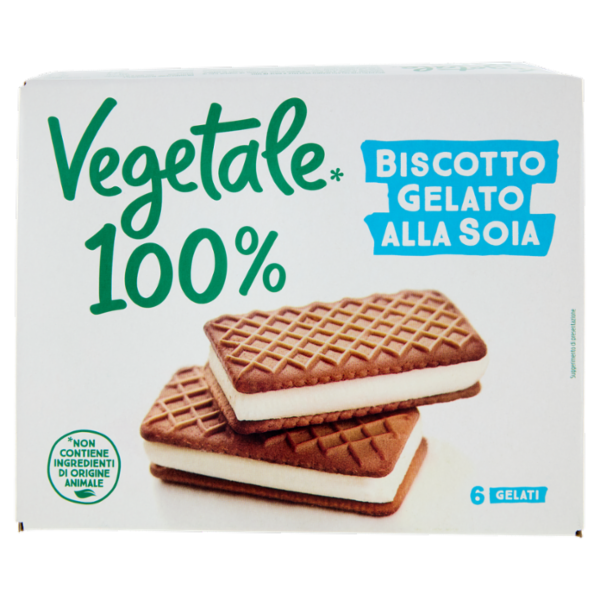 Vegetale 100% 6 Biscotti Ripieni di Gelato alla Soia 300 g