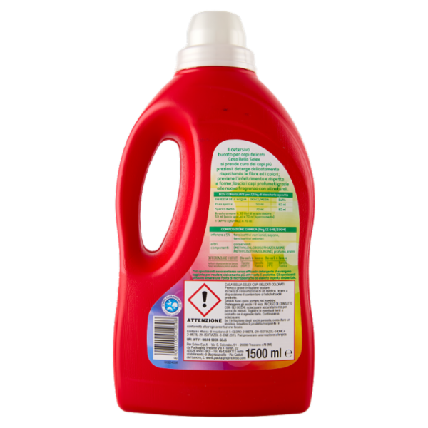 Selex Casa Bella Detersivo a Mano e in Lavatrice Liquido Capi Delicati Colorati 30 Lavaggi 1,5 L