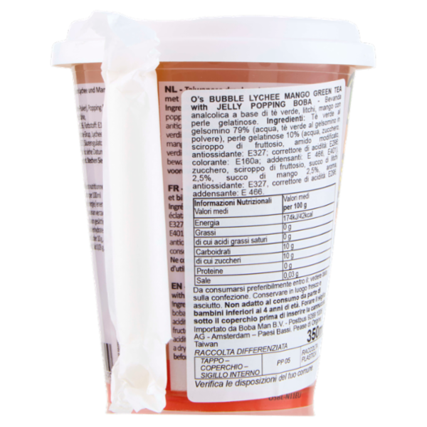 O's Bubble Jelly Popping Boba Lychee Mango Green Tea 350 ml