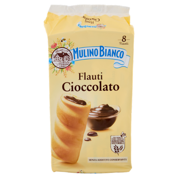 Mulino Bianco Flauti Cioccolato Merenda senza Additivi Conservanti 8 pezzi 280g